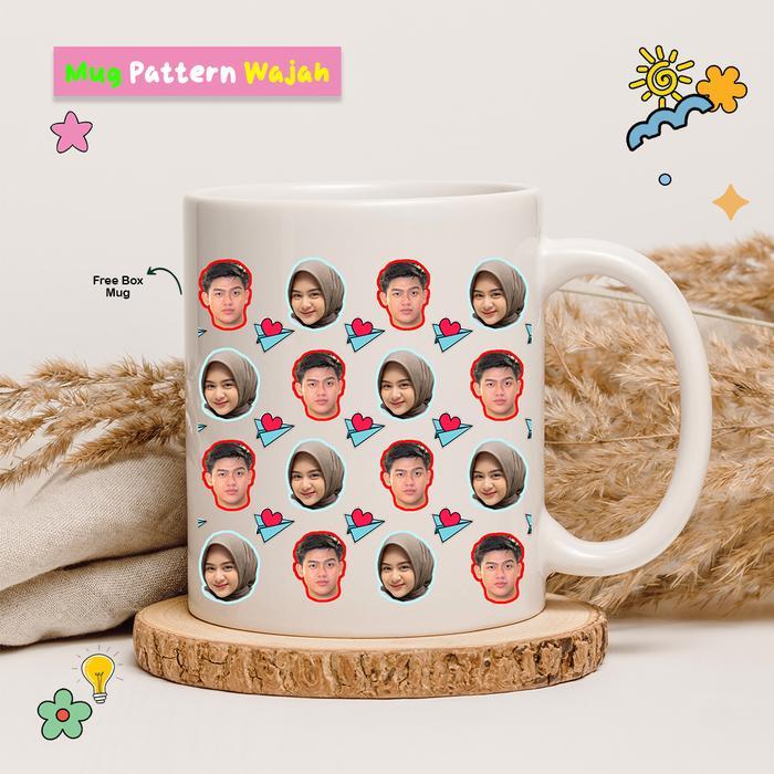 KADO MURAH GELAS MUG CUSTOM WAJAH MUKA AESTHETIC / CUSTOM MUG / MUG PATTERN KADO PACAR