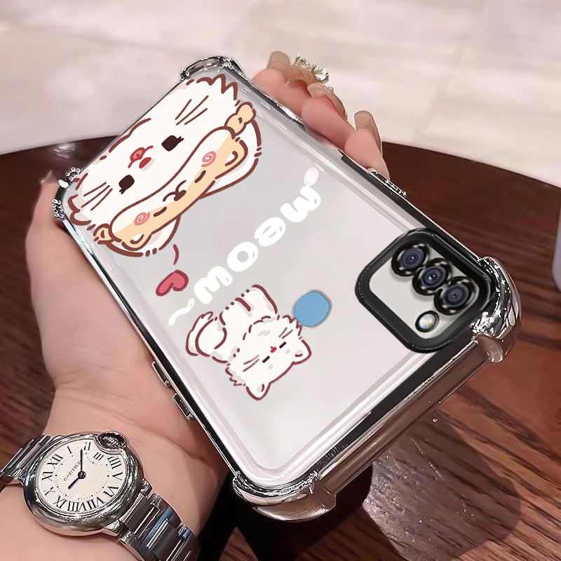 Casing Hp Untuk Samsung A11 M11 Case Kucing putih kartun Bening Tebal Cesing silikon Kasing SoftCase