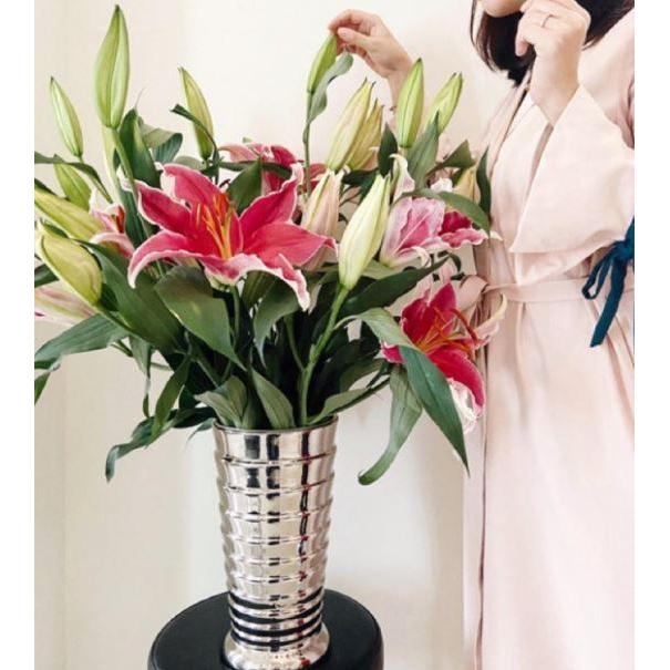 VAS BUNGA KERAMIK DEKORASI EMAS ROSY - TEHERAN