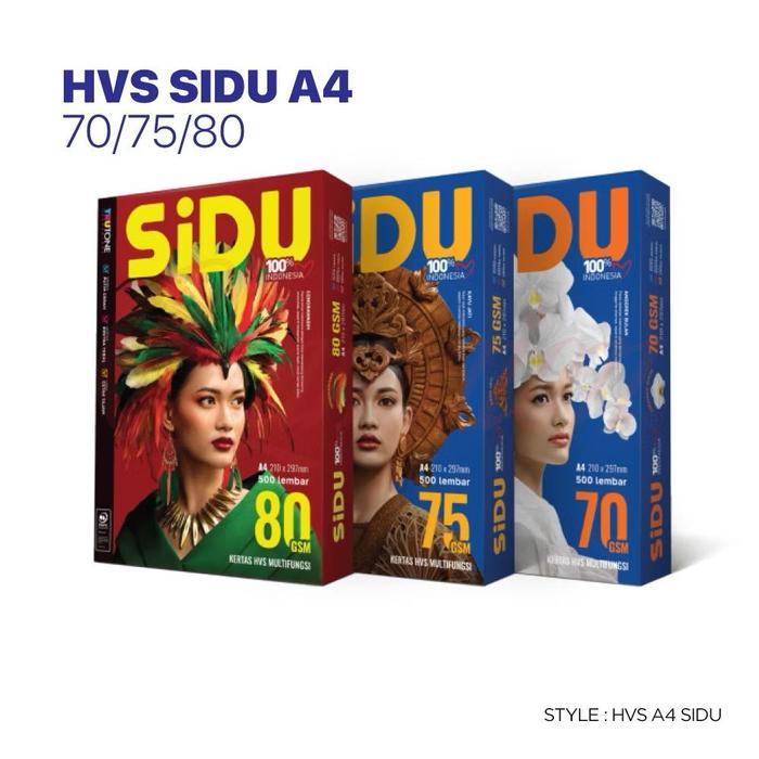 Sidu kertas HVS print fotocopy folio A4 A3 B5 kwarto 60 70 80 gr gsm