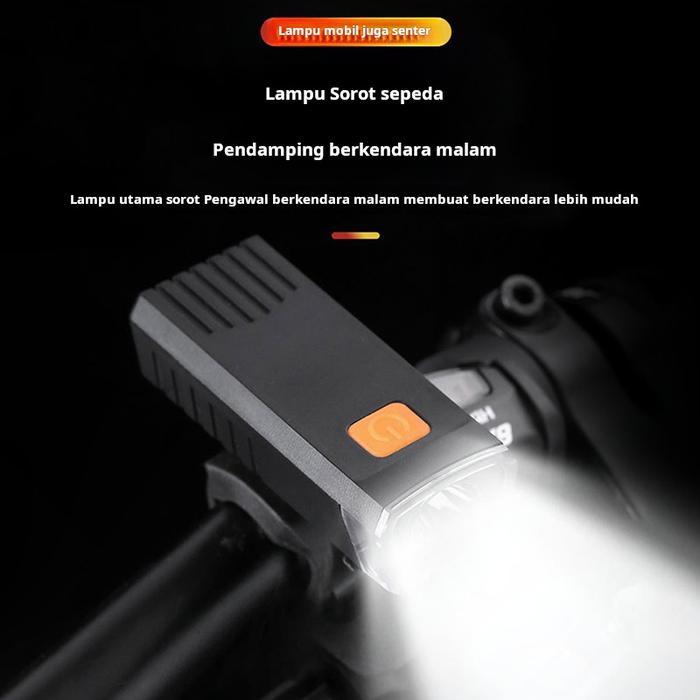 Lampu depan sepeda untuk bersepeda di malam hari, lampu sepeda gunung isi ulang, lampu sepeda gunung