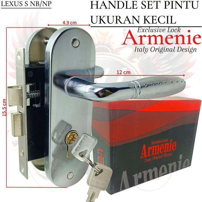kunci pintu kecil ARMENIE gagang bulat chrome handle pintu 1 set kunci 1set komplit
