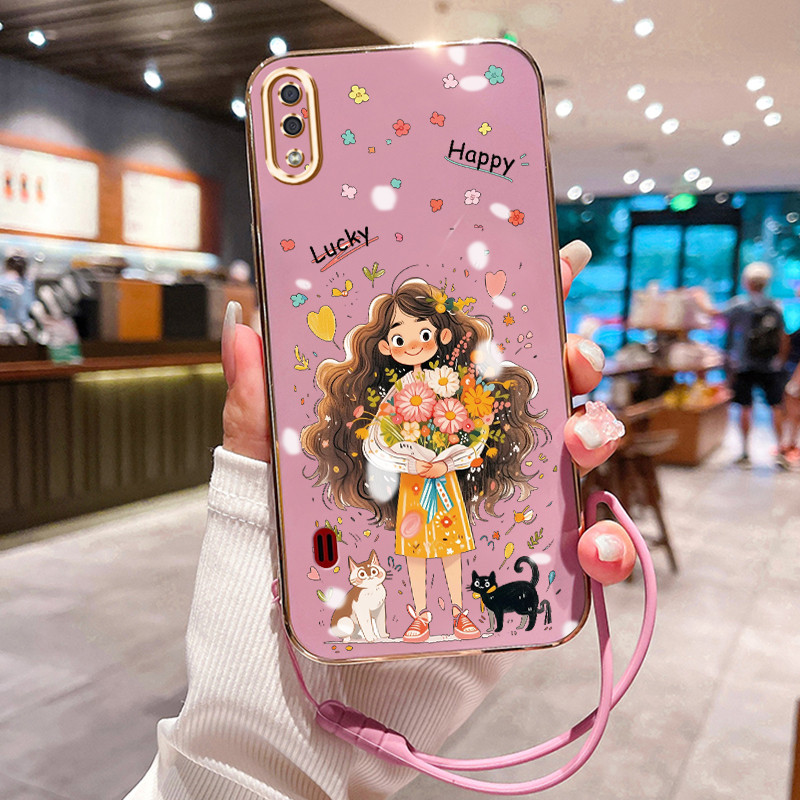 Casing Hp Untuk Samsung Galaxy A01 M01 Core A01 Core Case Casing Gadis gelombang besar pola plating 