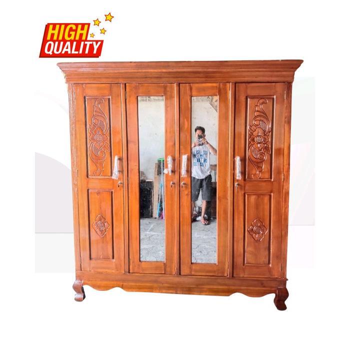 lemari jati / lemari kayu jati 4 pintu