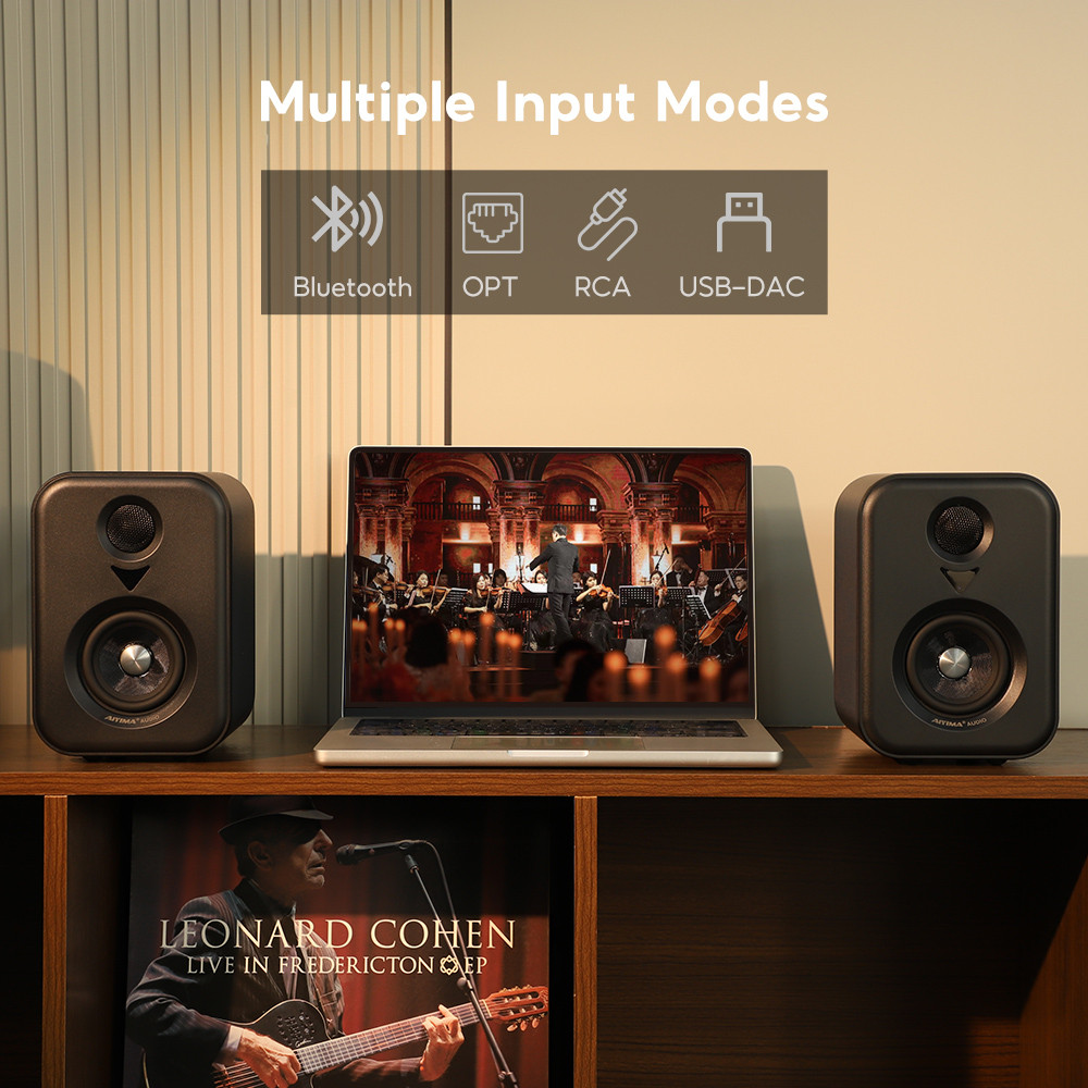 AIYIMA Upgrade S400 Audio Bookshelf Active Speakers Studio Monitor 3 Inch Bluetooth USB DAC HiFi