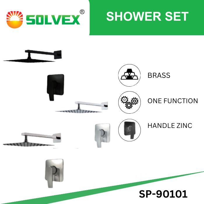 SOLVEX Shower Set Wall Shower Tanam Stop Kran Air Panas Dingin SP-90101 Pipa