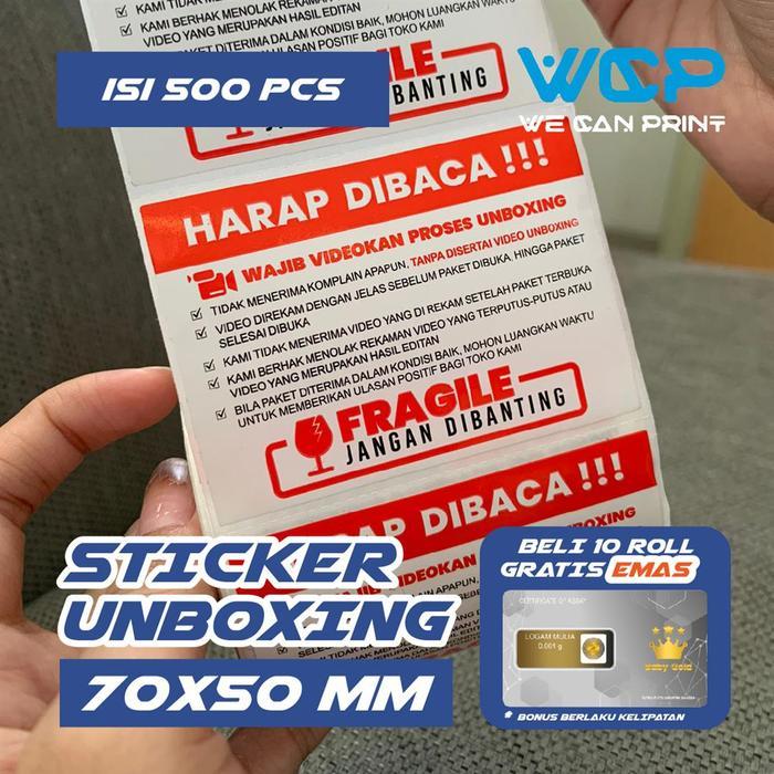STICKER UNBOXING LABEL STICKER VIDEO UNBOXING LABEL PENGIRIMAN 500 PCS