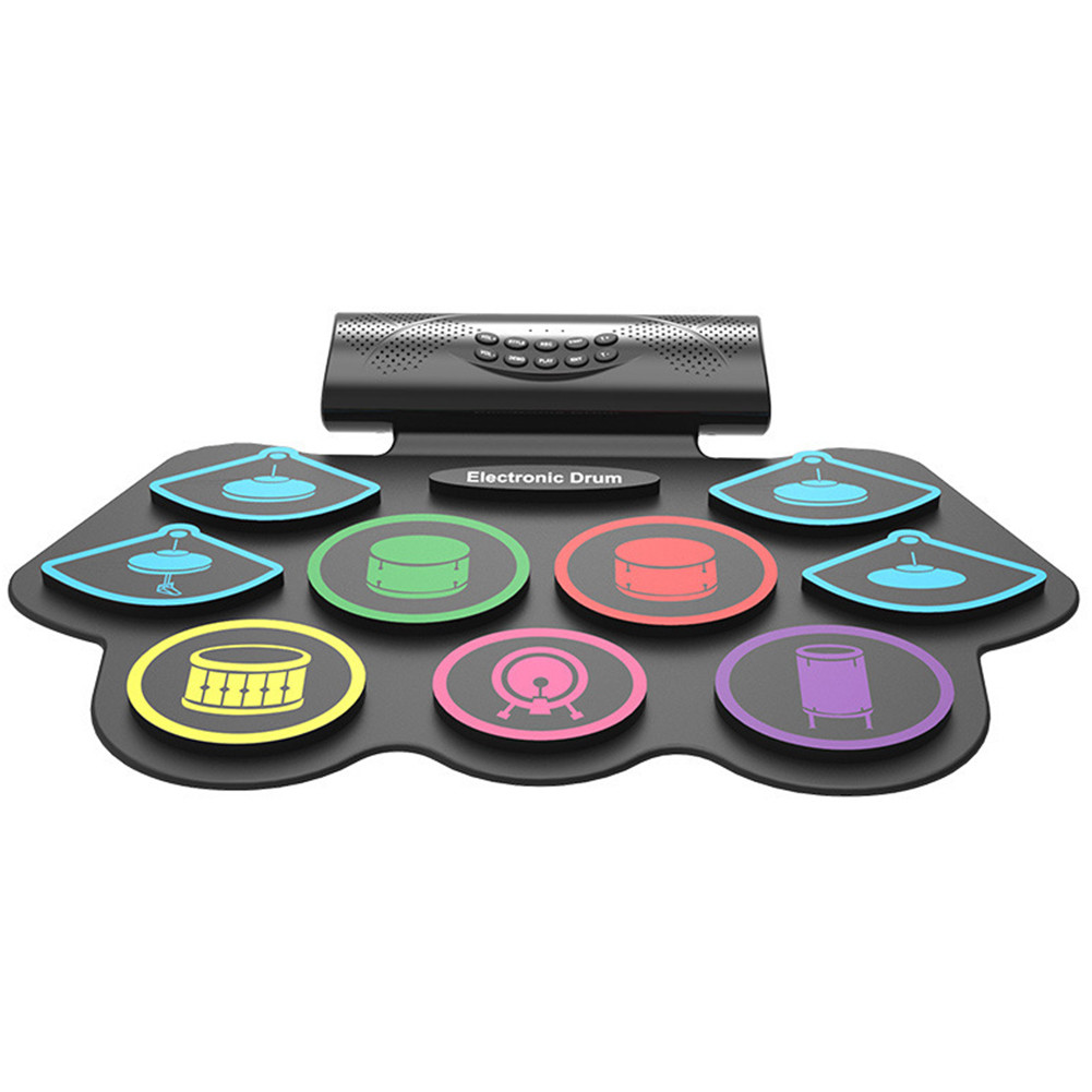 Electronic Drum Set with Drum Sticks and Pedals Roll-Up Drum Practice Pad BT Electric Drum Pad for