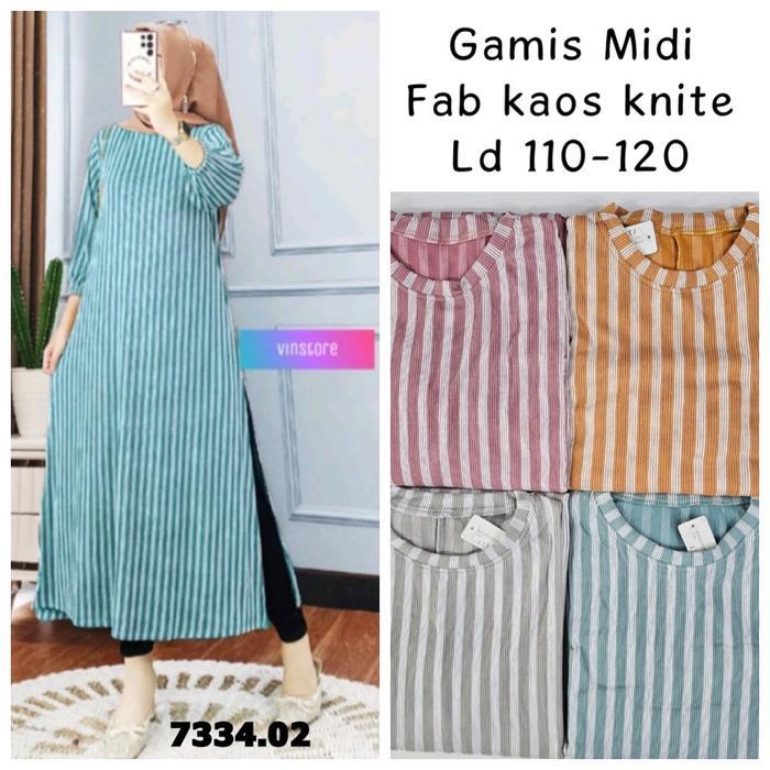 zeni Gamis midi salur wanita /baju / pakaian muslim Polos Dress Motif