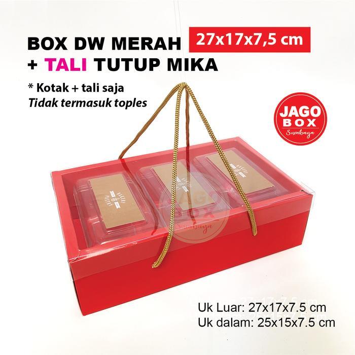JTTOP" BOX DW KUE KERING SOUVENIR IVORY MERAH + TUTUP MIKA 27X17X7.5 CM