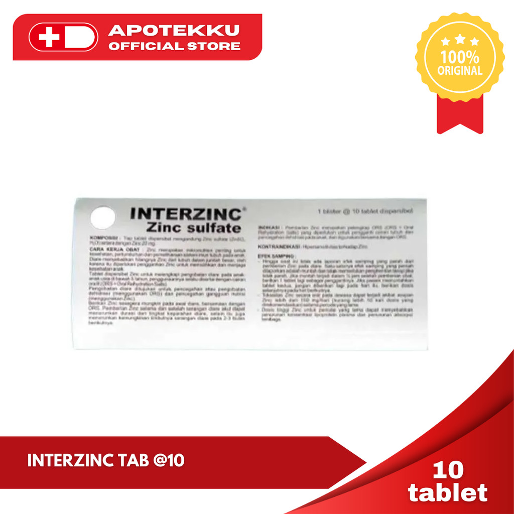 Interzinc Tablet 20mg - 1 Strip (10 Tablet) Zinc Diare Anak