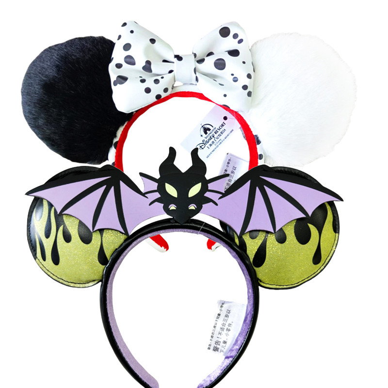 2026 Cruella Lightyear Minnie Mouse Ear Headband Villain Bows Ears Costume Headband Cosplay /Kids