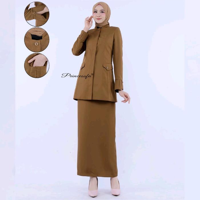 Seragam PDH Kheki Tua Rok Span/ Seragam ASN,PNS,GURU,Pemda Tua Span Wanita / Stelan Seragam Kerja