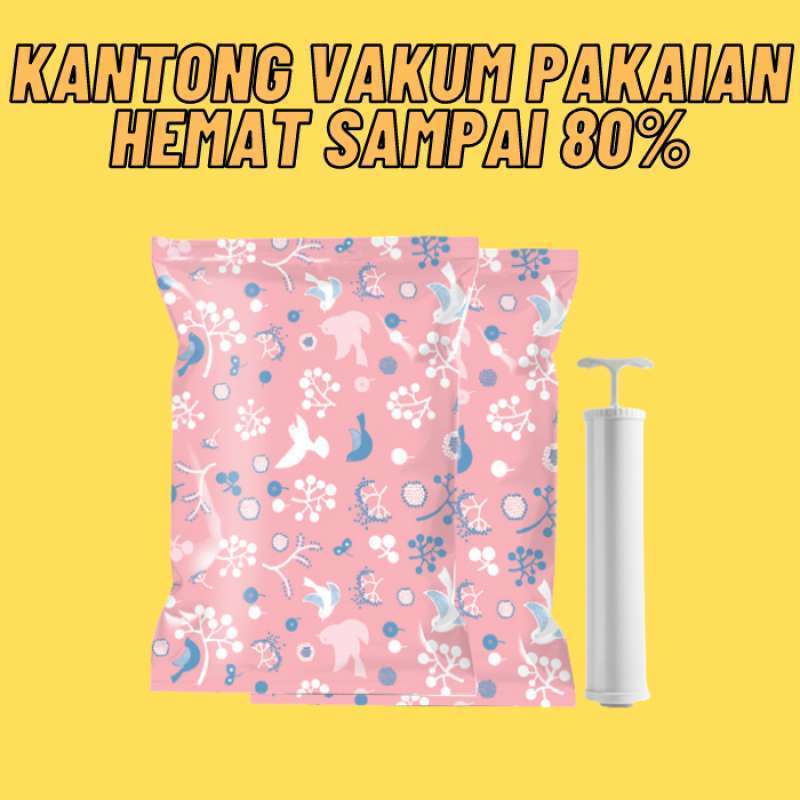 Kantong Vacum Pakaian Plastic Storage Pompa Vakum Baju Traveling