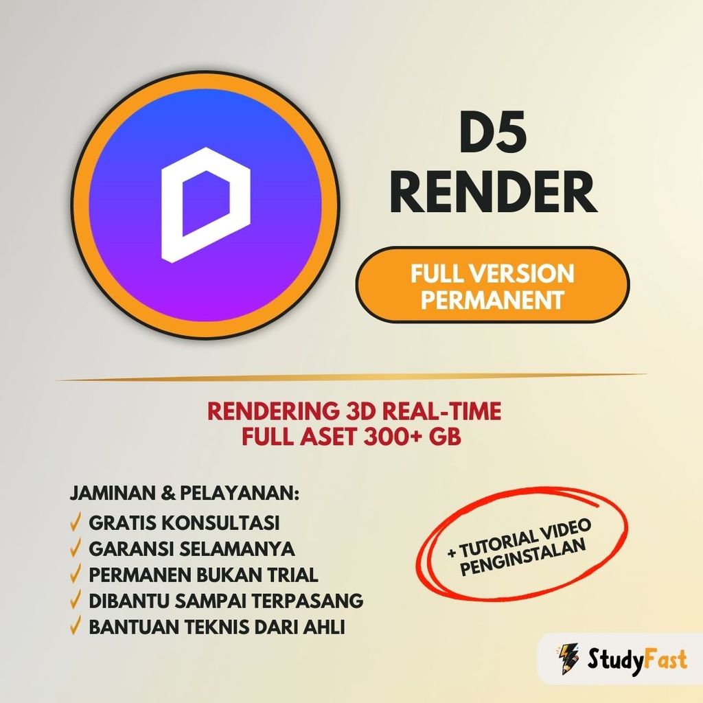 D5 Render 2026 + Full Aset Library Original Lifetime (WIN) | Version 2.5-2026 + Tutorial