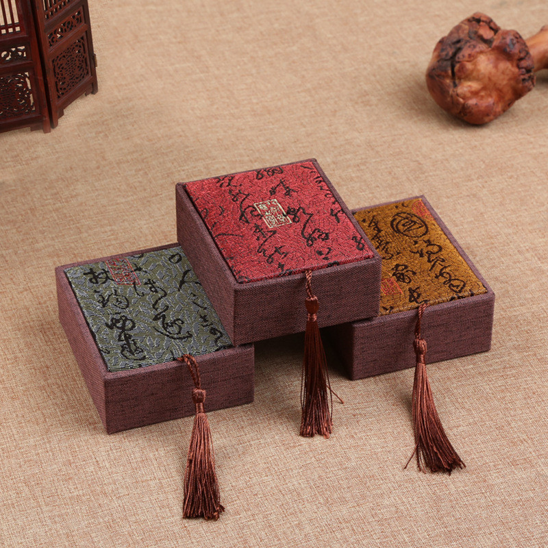 Chinese Style Mini Tin Ring Necklace Earrings Box Gift Jewelry Tin Box Storage Square Drum Tinplate