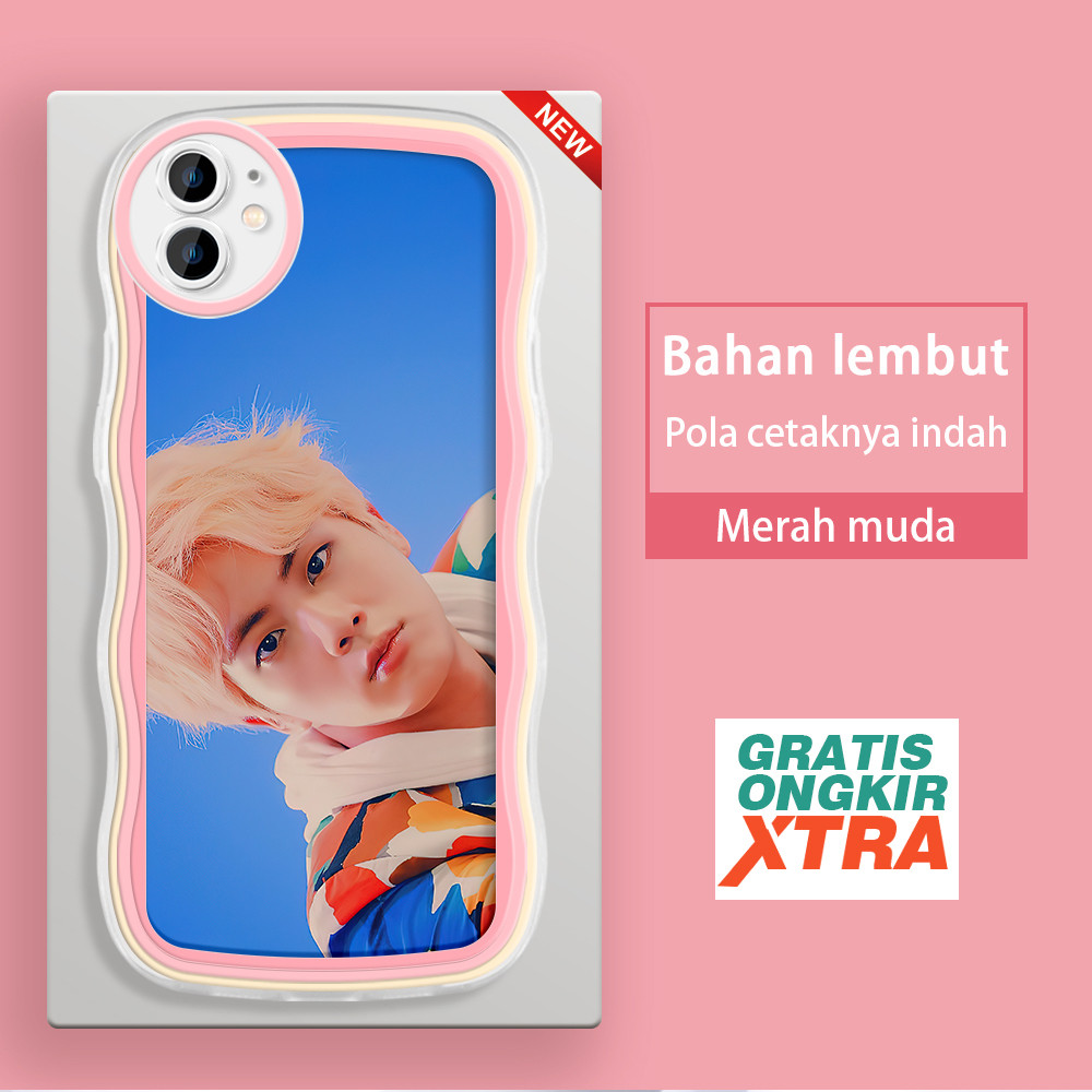 Casing HP Apple iPhone 12 13 14 Plus Mini Pro Max  Pola Korea BTS Jin  warna-warni gelombang batas C