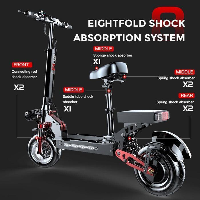 Q25 48v 1000w Ban 12" OFF ROAD SEALUP SCOOTER Otoped Skuter Listrik - Alarm NFC, 10ah up to 40km - A