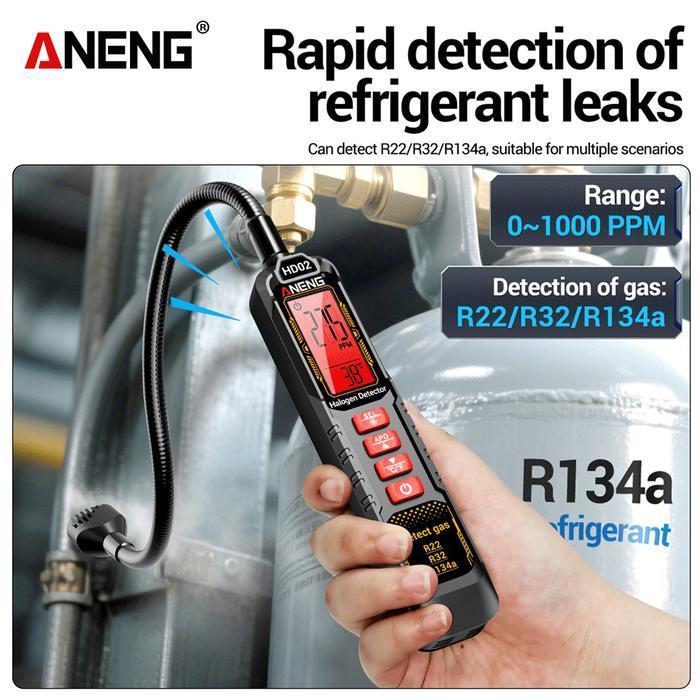 Aneng HD02 Detektor Kebocoran Halogen R22/R32/R134A Detektor Gas Freon AC Rechargable Type-C