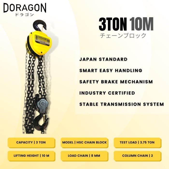 DORAGON Chain Block 3 Ton 10 Meter Takel 3T x 10M Katrol Kerekan Hoist