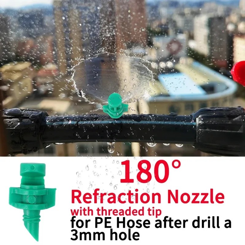 Garden Irrigation Refraction Nozzle Watering Flower Mist Nozzle Threaded Connection 90/180/360