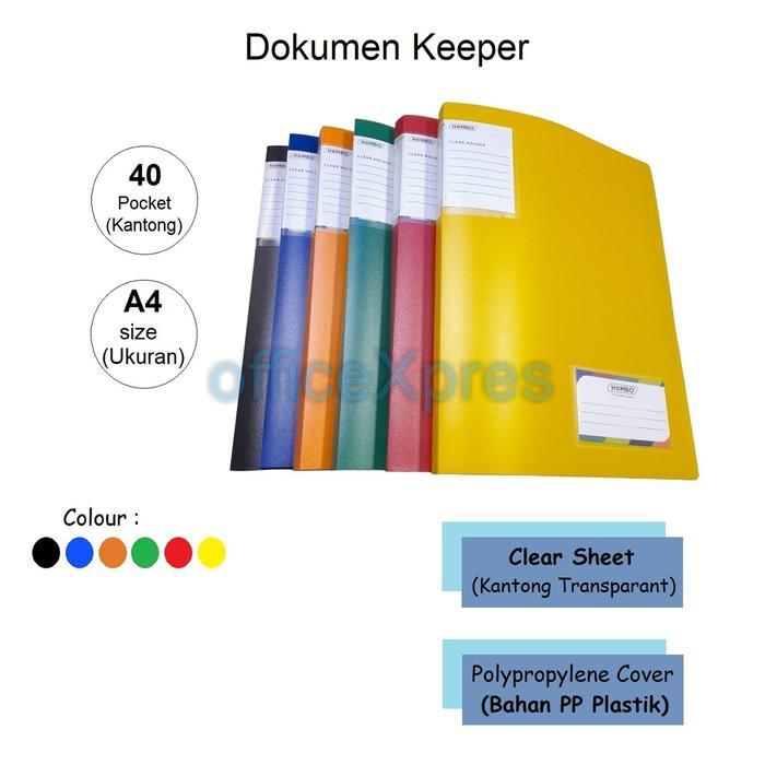 Map plastik A4 / Dokumen Keeper A4 / Clear Holder A4 40 Lembar Hombo