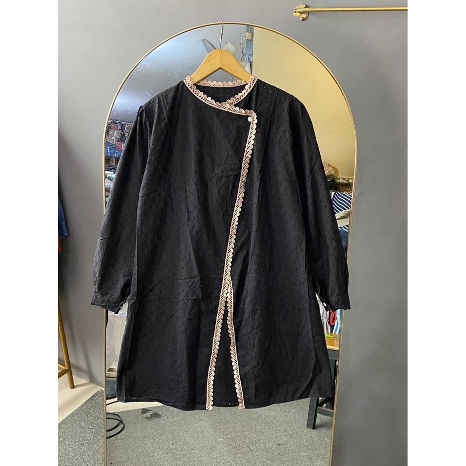 Sabila Outer Tunik Katbol Renda Bahan Katun Bordir Bolong & Renda Lingkar Dada 110Cm Panjang 90Cm