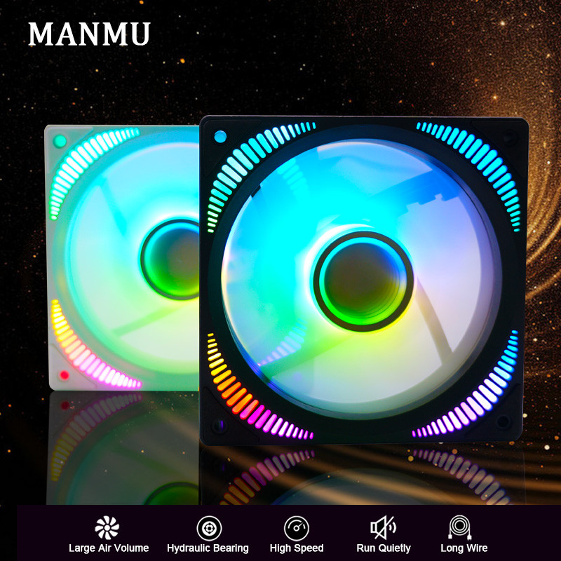 MANMU Rgb Cooling Fan For 12cm CPU Cooler Computer Cooling Fans 120mm Rgb Fan for Controller