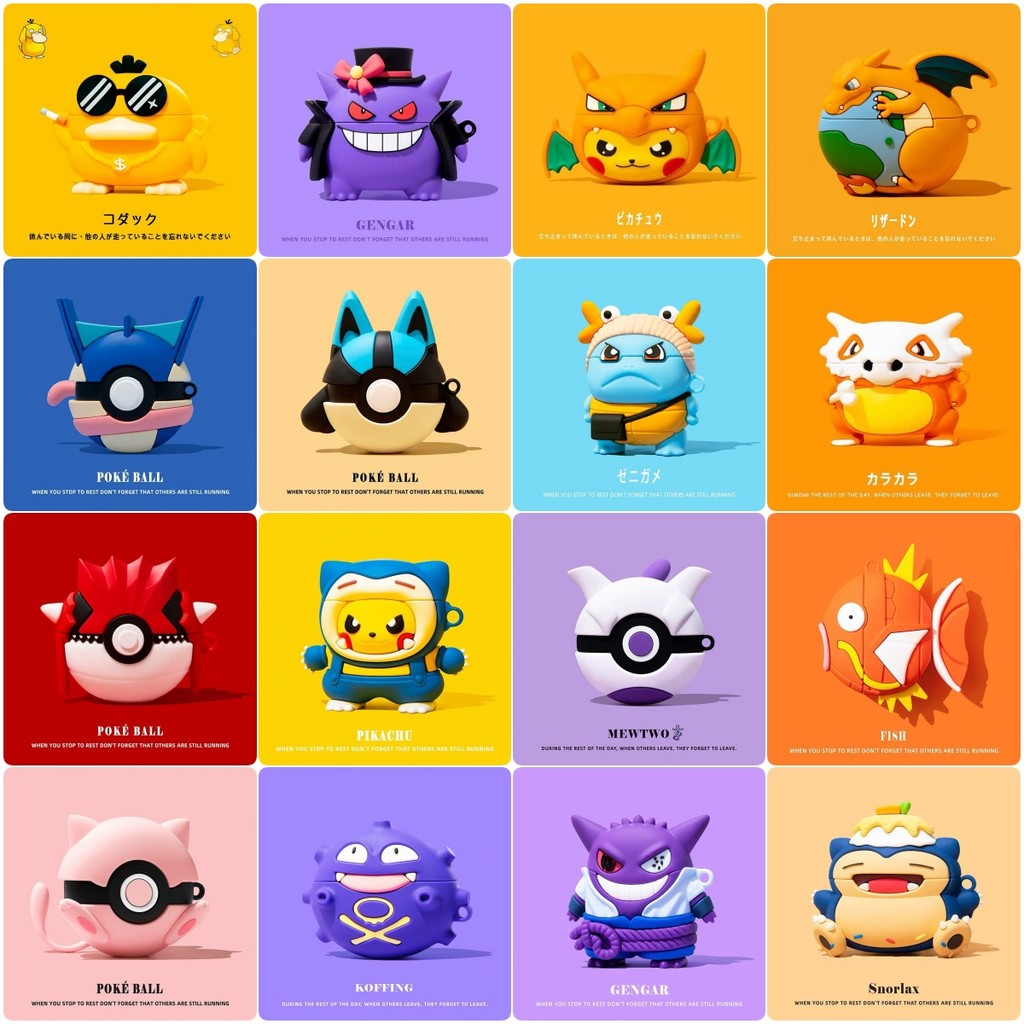 For Airpods Pro 3 2025 Case,Pokemon Gengar Psyduck Anime Protective Earphone Silicone Cover For