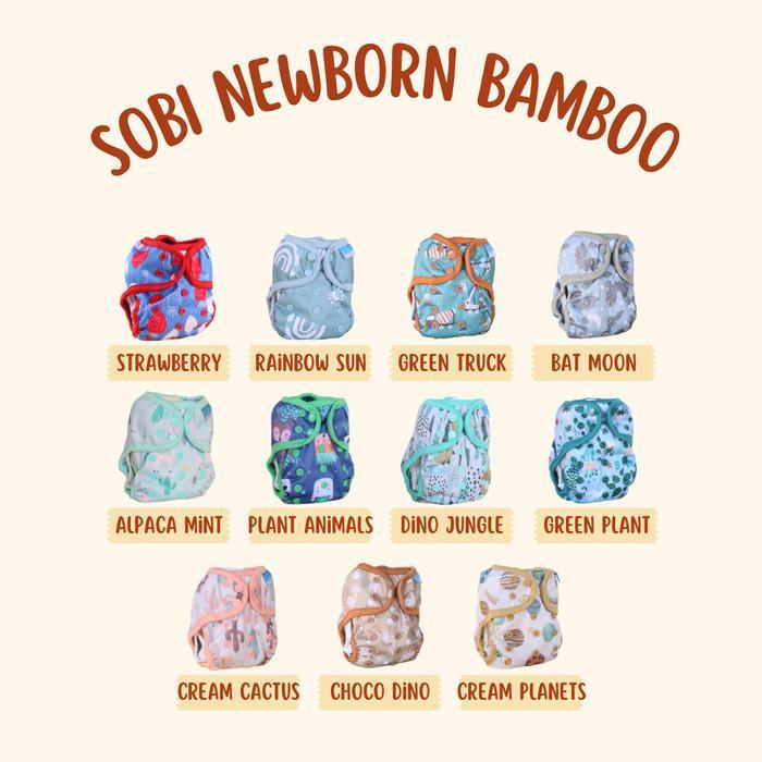 Sobi Newborn Bamboo Cloth Diaper Cover Bayi New Born Clodi Popok Kain
