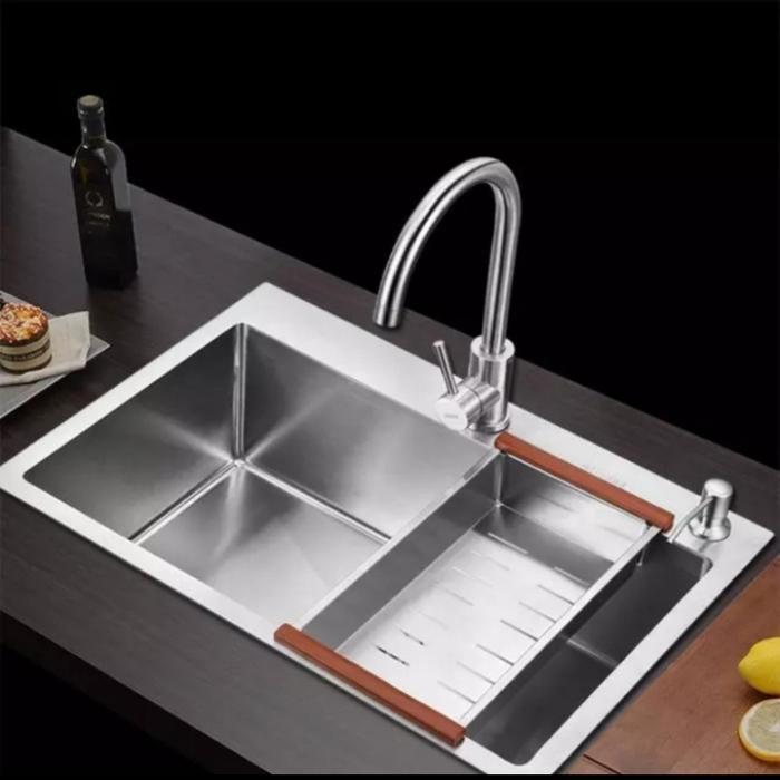 sink 1 lubang besar 75x45 /kitchen sink 7545 stainless 304