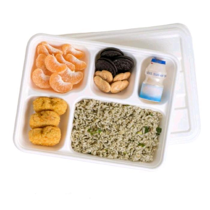 Bagasse Box 5 Compartement/Bagasse Box 5 Sekat/Food Box