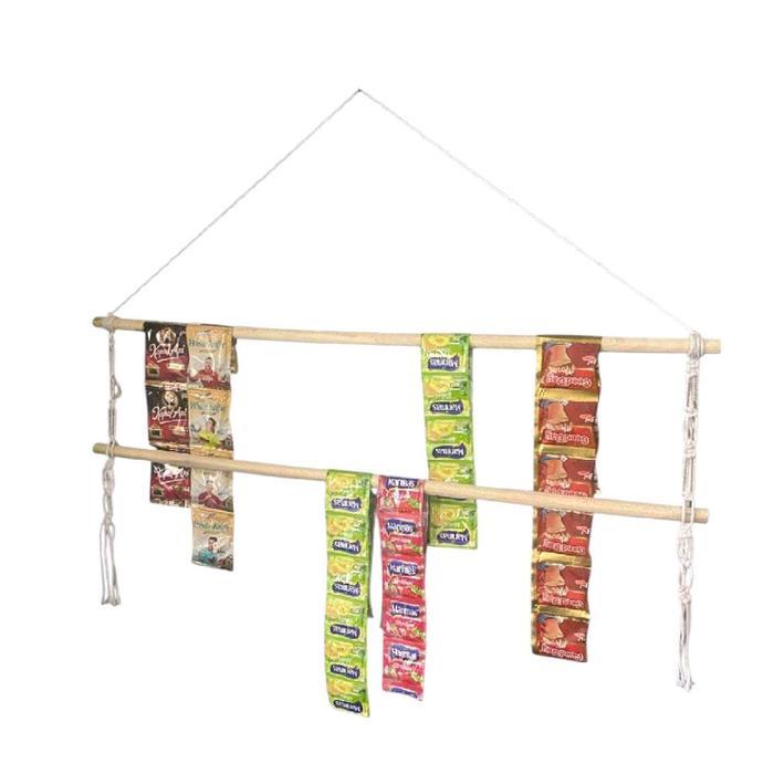 rack gantung hanger gantungan warung, gantungan kopi snack, jajanan 50-120cm Kayu rak gantung