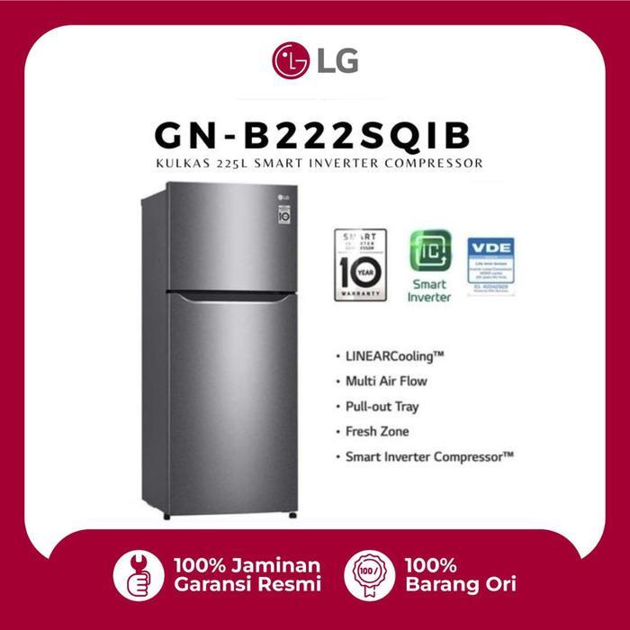 LG Kulkas 2 Pintu Smart Inverter Compressor 225L GN-B222SQIB / GN-B212PQNR - GN-B222SQIB