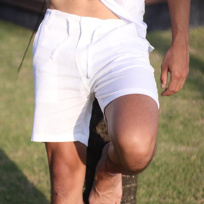 Celana Pendek Pria Linen Premium Putih Celana Pantai Beachwell Bali