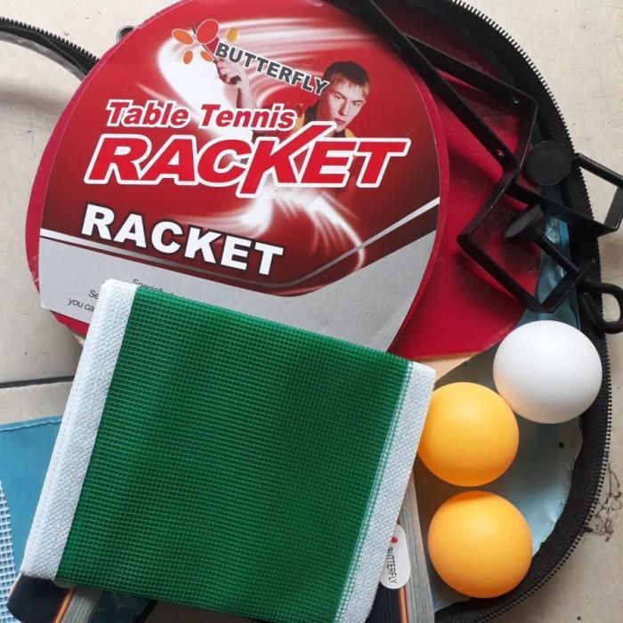 BAD PINGPONG BTF ISI 2 SET (TIANG BOLA BAD BET PINGPONG 2PCS ) TAS BIRU JARING