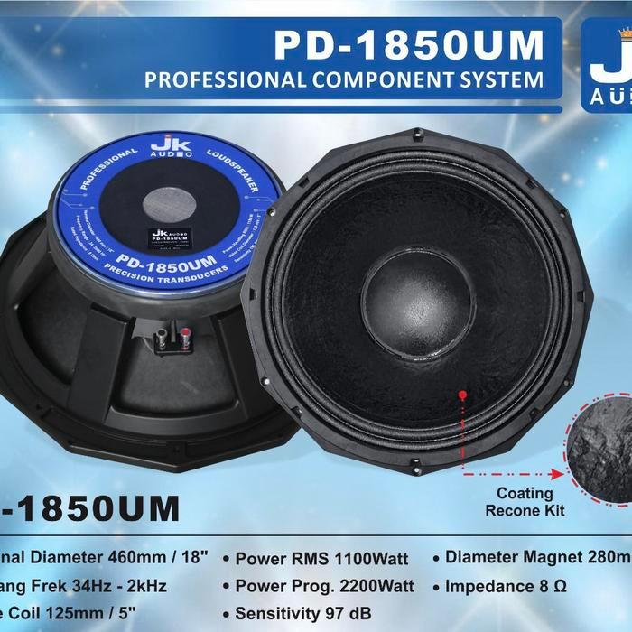 (Satuan) Speaker komponen 18inc Pd 1850 Jk coustic original