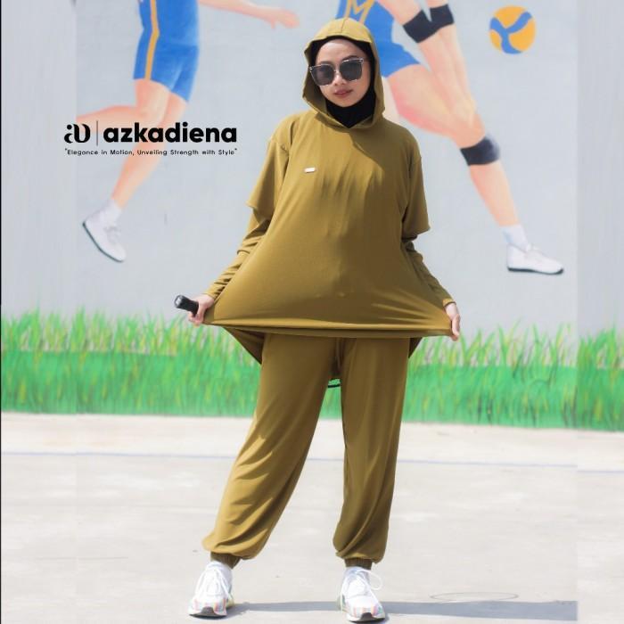 Setelan Jenita - Baju Olahraga Wanita Muslimah Syari, Set Sport Stylish & Nyaman, Bahan Jersey Zoya