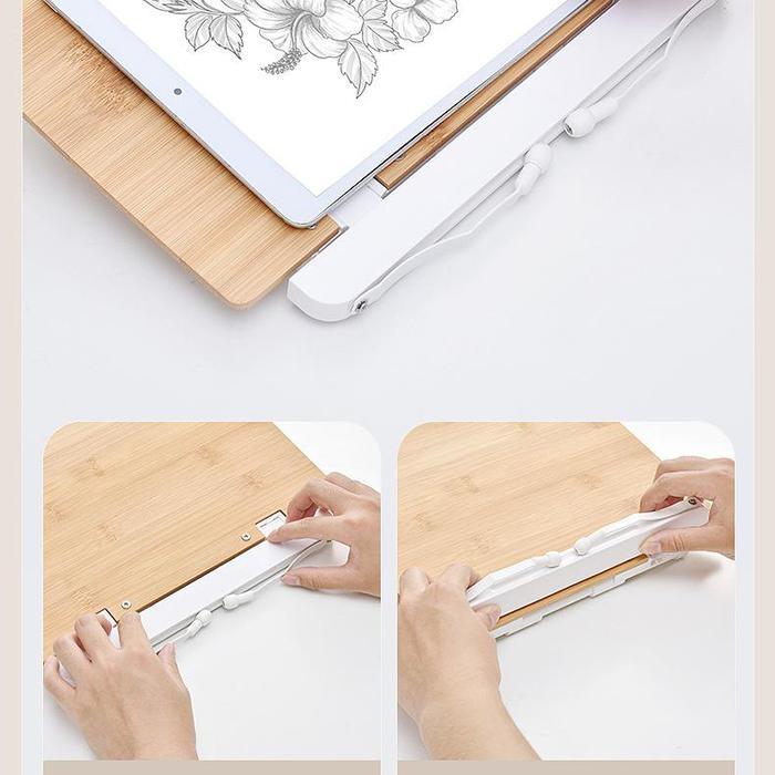 1Set Reading Book Stand Kayu Pegangan Buku Majalah Berdiri Adjustable Stand Baca Buku Penjepit Buku