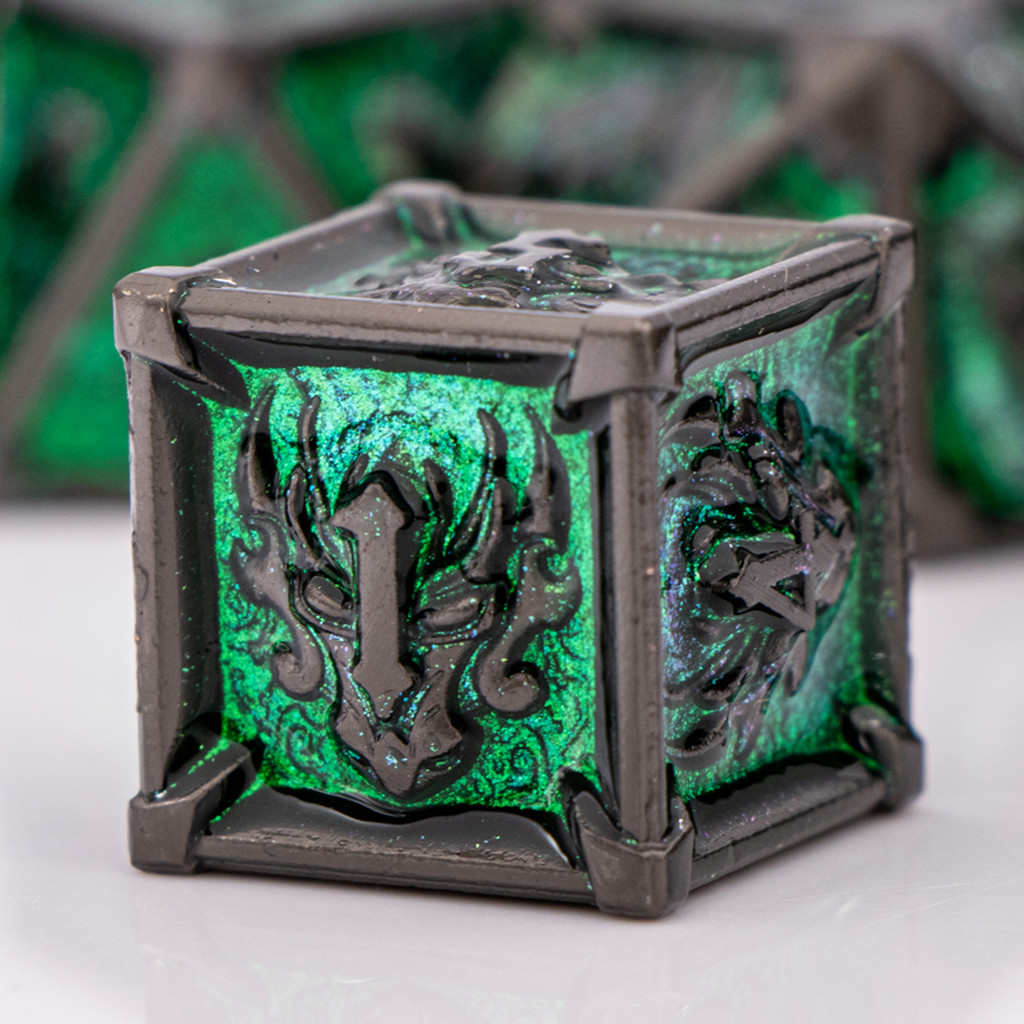 DnD Green Metal Dice Set, Metal D&D Dice for Table Games, Dice Set DnD for Dungeons and Dragons, 6