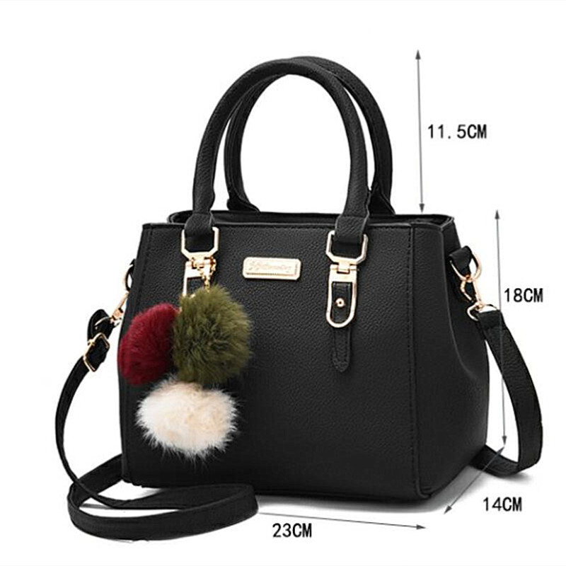 Handbags PU Leather Ladies HandBags Women Vintage Purse Plush Tassel Messenger Bags Tote Boston