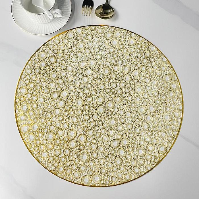 [COD] Loyal Bosque Taplak Meja Tamu Bulat Gold dan Silver Anti Air 38CM Round / Taplak Meja Bordir