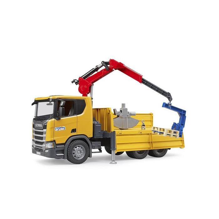 Bruder 3551 Scania Super 560R construction truck with crane and 2 pallet - Mainan Miniatur Truck