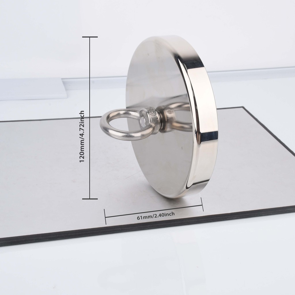 120mm Sturdy Metal Neodymium Magnet, Fishing Magnet with Countersunk Ring Bolt, Safely Recyclable