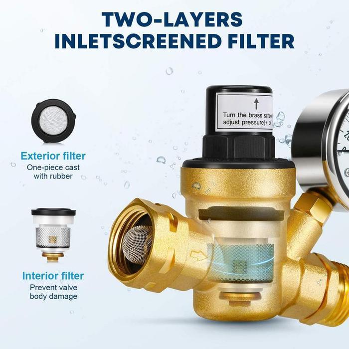 Brass Water Pressure Regulator Adjustable Water Pressure Reducer With