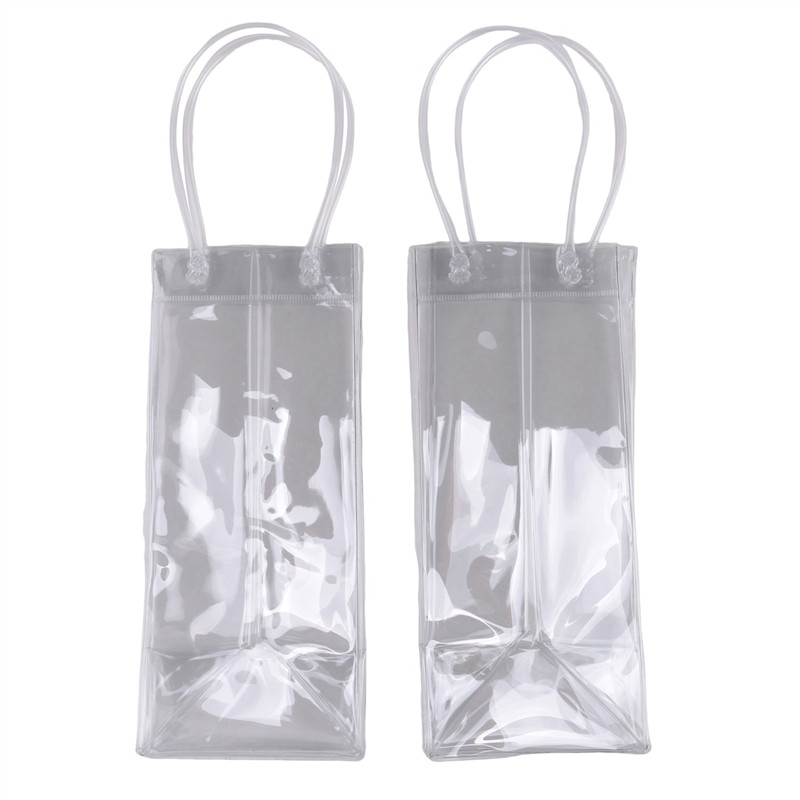 FX-Pack Of 20 Wine Cooler Bag Ice Bag Transparent PVC Portable Wine Bottle Cooler Bag Champagne Ice