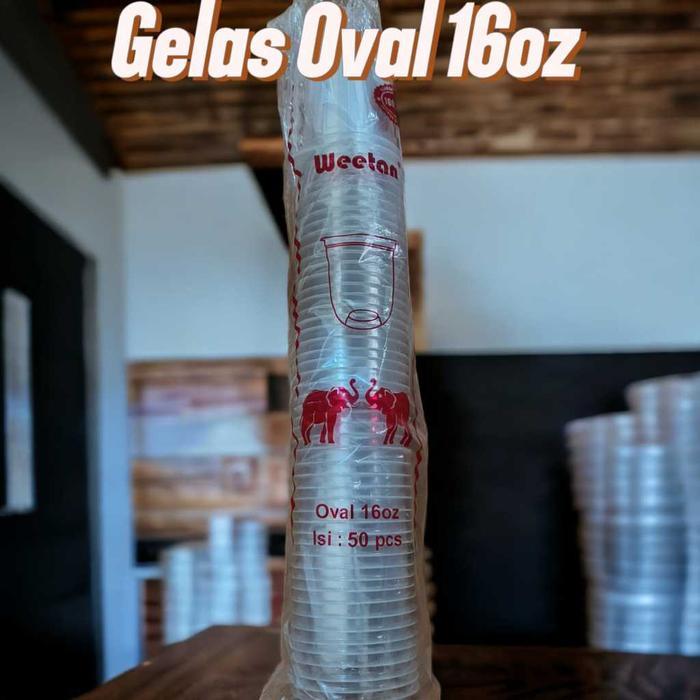 (perdus) Gelas Plastik Bening Oval Ukuran 16oz Cup Kopi Pop ice Oval