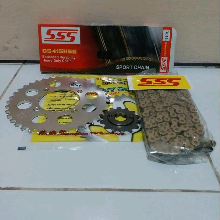 Gir Depan Belakang 415 Sss Dan Rantai Sss Hsb Legenda, Win, Grand, Astrea, Supra Lama Gear