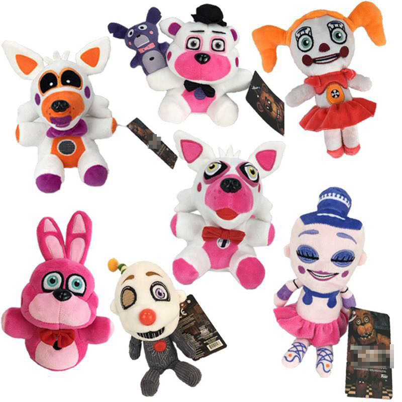 1Pcs 20Cm Fnaf S Sister Location Freddy Bear Bonnie Foxy Baby Ballora Clown Stuffed Toys Doll