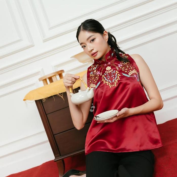 Promo Shenelin Baju Imlek Shanghai Tops - Baju Atasan Wanita Imlek Cny Qipao Shanghai Motif Elegan